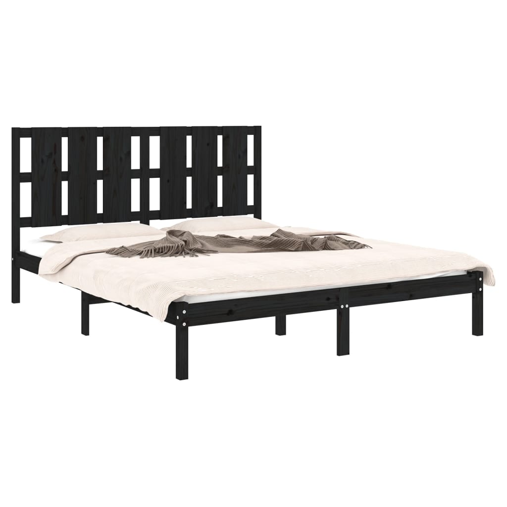 Estrutura de cama king 150x200 cm madeira maciça preto