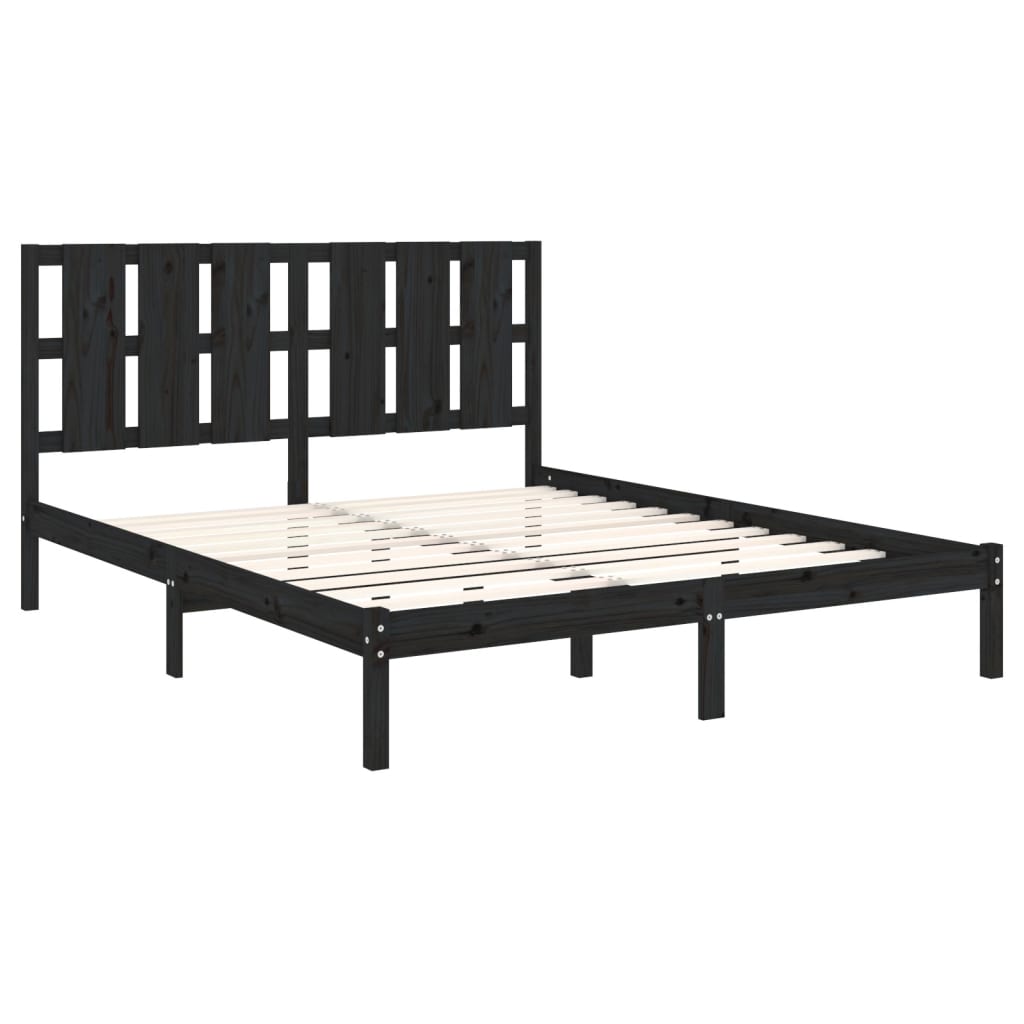 Estrutura de cama king 150x200 cm madeira maciça preto