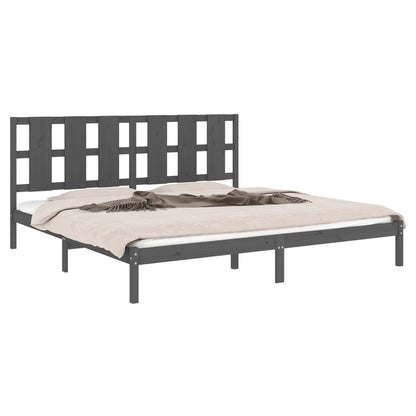 Estrutura de cama super king 180x200 cm madeira maciça cinzento