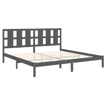 Estrutura de cama super king 180x200 cm madeira maciça cinzento