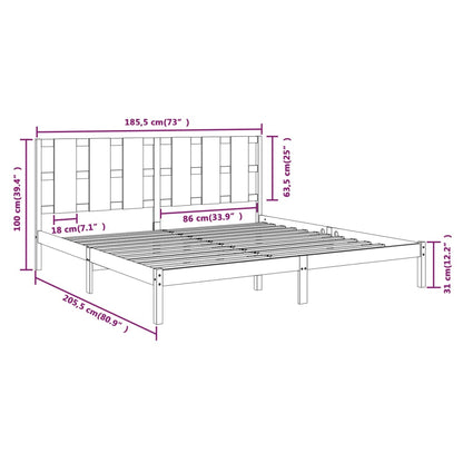 Estrutura de cama super king 180x200 cm madeira maciça cinzento