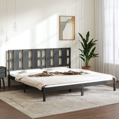 Estrutura de cama super king 180x200 cm madeira maciça cinzento