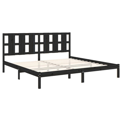 Estrutura de cama 200x200 cm pinho maciço preto