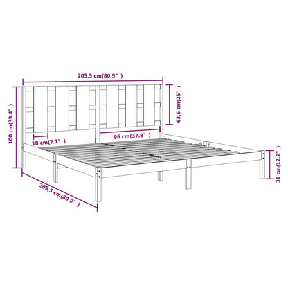 Estrutura de cama 200x200 cm pinho maciço preto