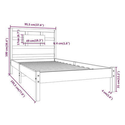 Estrutura de cama solteiro 90x190 cm madeira maciça