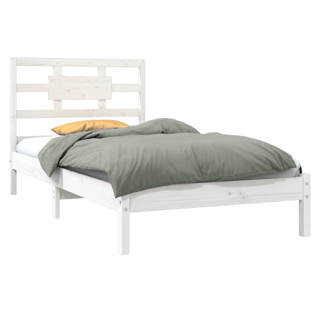 Estrutura cama de solteiro 90x190 cm madeira maciça branco