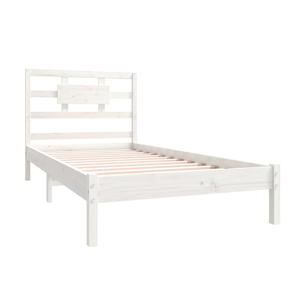 Estrutura cama de solteiro 90x190 cm madeira maciça branco