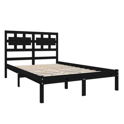 Estrutura cama dupla pequena 120x190 cm madeira maciça preto