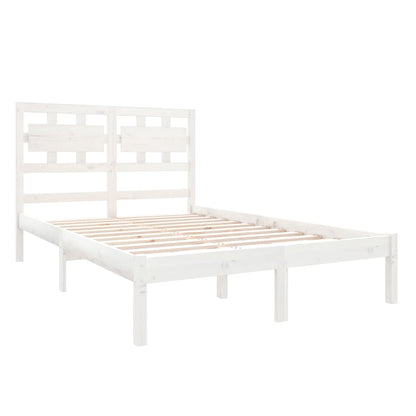 Estrutura de cama dupla 135x190 cm madeira maciça branco