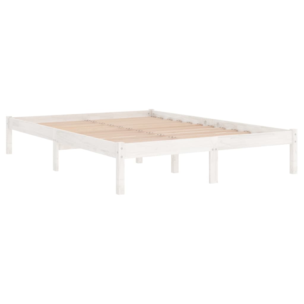 Estrutura de cama dupla 135x190 cm madeira maciça branco