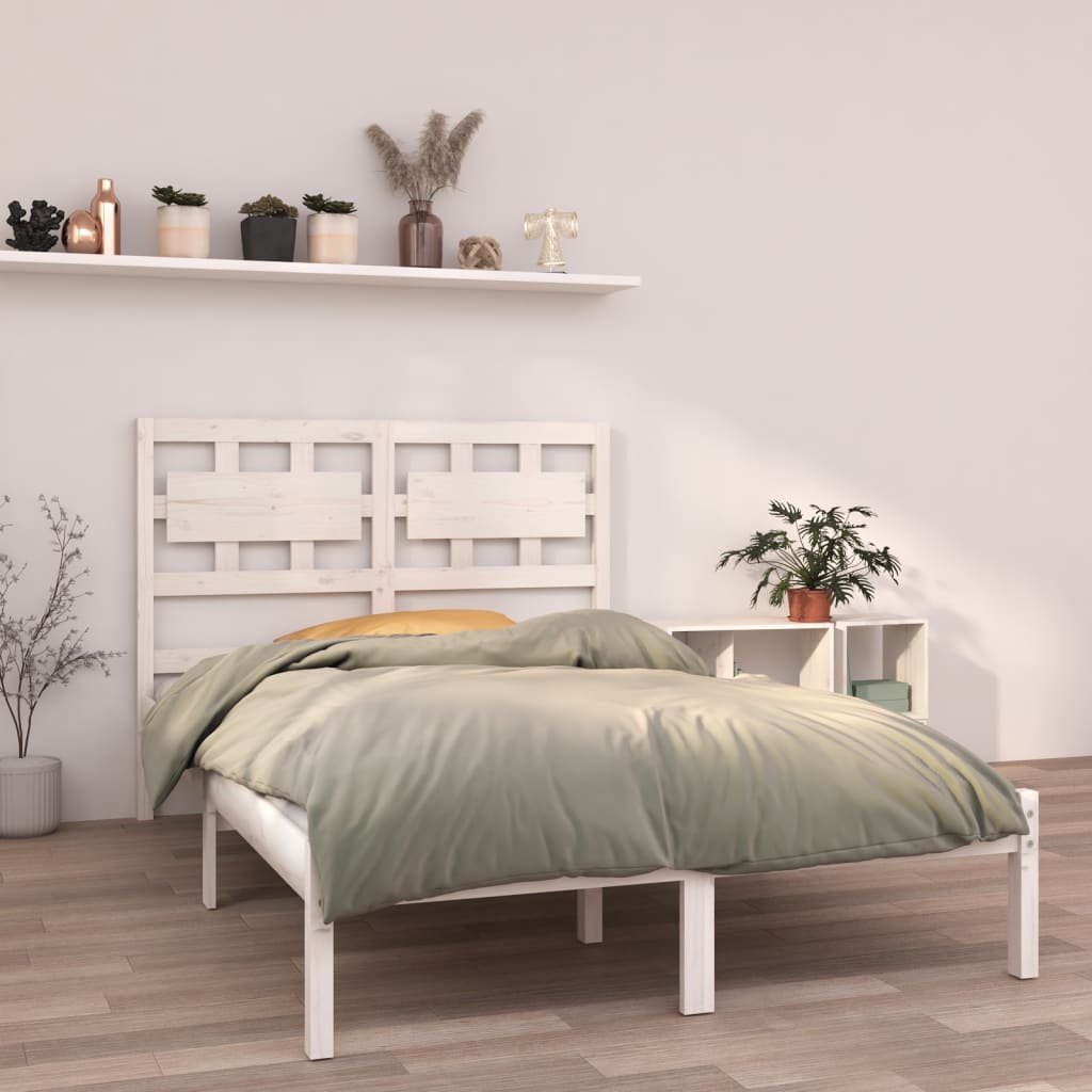 Estrutura de cama dupla 135x190 cm madeira maciça branco