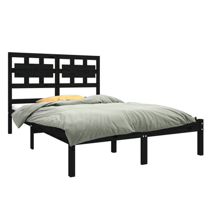 Estrutura de cama 140x190 cm madeira maciça preto