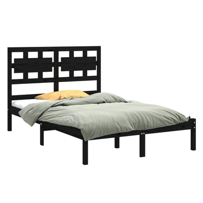 Estrutura de cama 140x200 cm madeira maciça preto