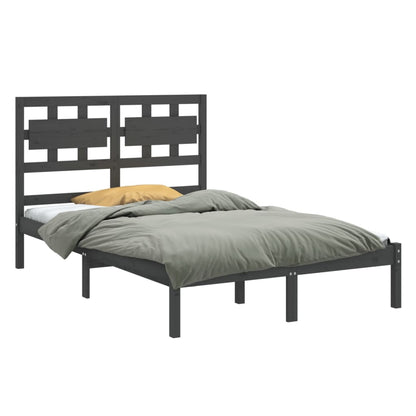 Estrutura de cama king 150x200 cm madeira maciça cinzento