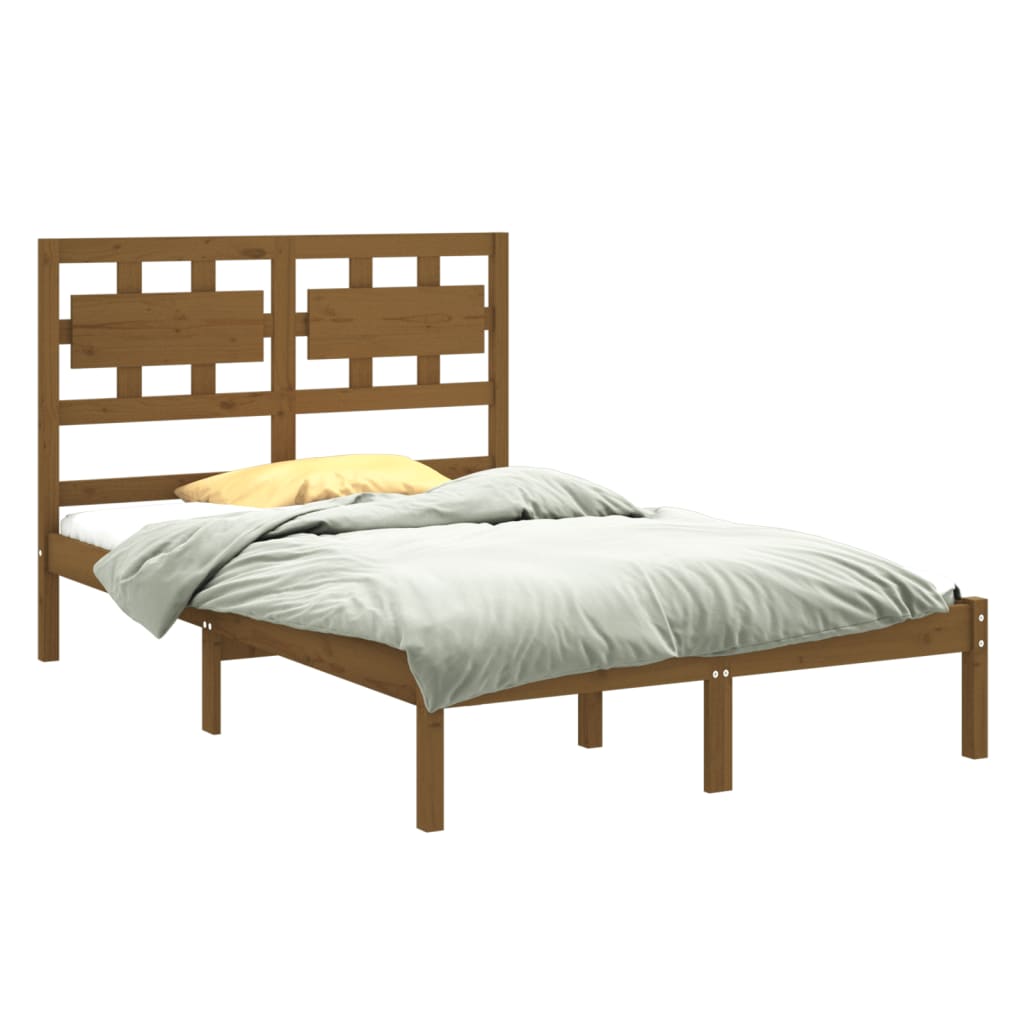 Estrutura cama king 150x200 cm madeira maciça castanho-mel