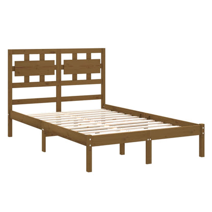 Estrutura cama king 150x200 cm madeira maciça castanho-mel