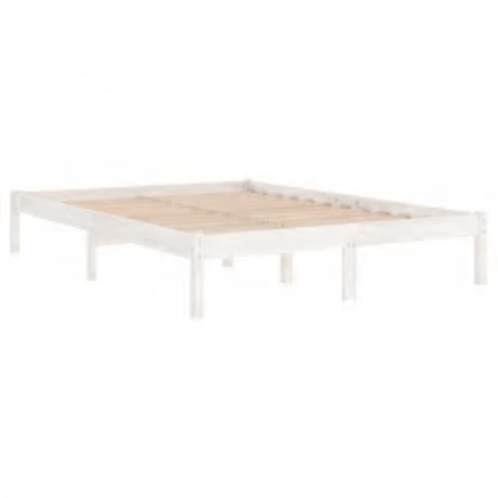 Estrutura de cama 160x200 cm madeira maciça branco