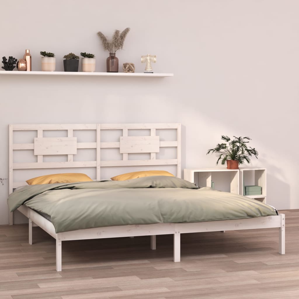 Estrutura de cama 160x200 cm madeira maciça branco