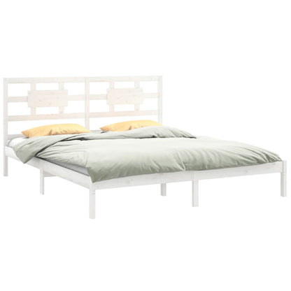 Estrutura de cama super king 180x200 cm madeira maciça branco