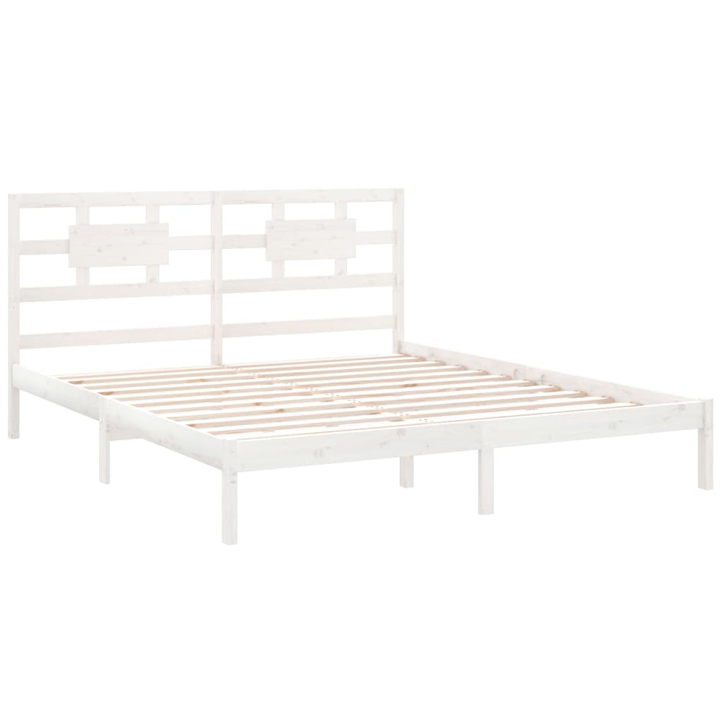 Estrutura de cama super king 180x200 cm madeira maciça branco