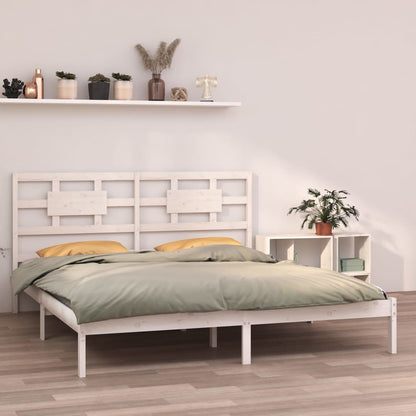 Estrutura de cama super king 180x200 cm madeira maciça branco