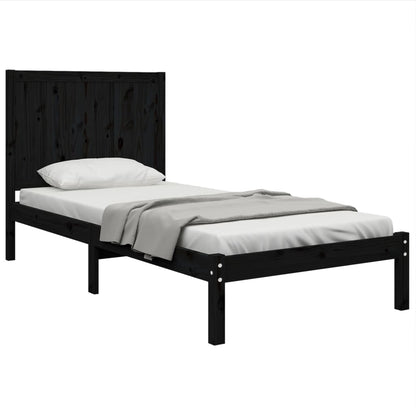 Estrutura cama de solteiro 90x190 cm pinho maciço preto