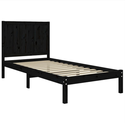 Estrutura cama de solteiro 90x190 cm pinho maciço preto