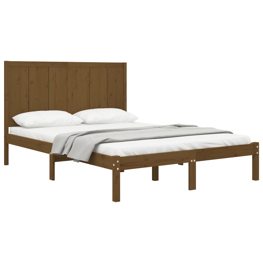 Estrutura de cama dupla pequena 120x190 cm madeira castanho mel