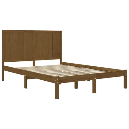 Estrutura de cama dupla pequena 120x190 cm madeira castanho mel