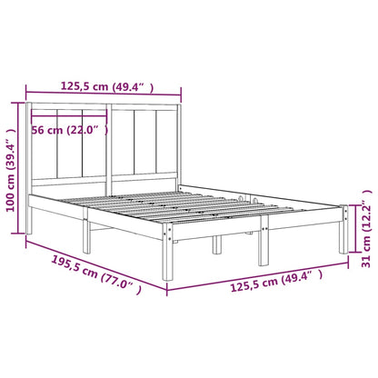 Estrutura de cama dupla pequena 120x190 cm madeira castanho mel