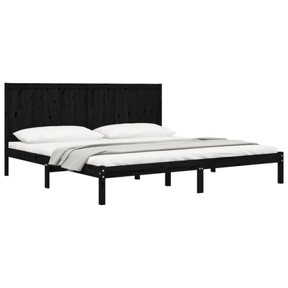 Estrutura de cama 200x200 cm pinho maciço preto