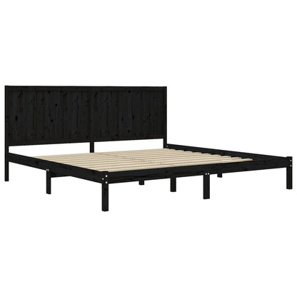 Estrutura de cama 200x200 cm pinho maciço preto