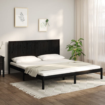 Estrutura de cama 200x200 cm pinho maciço preto