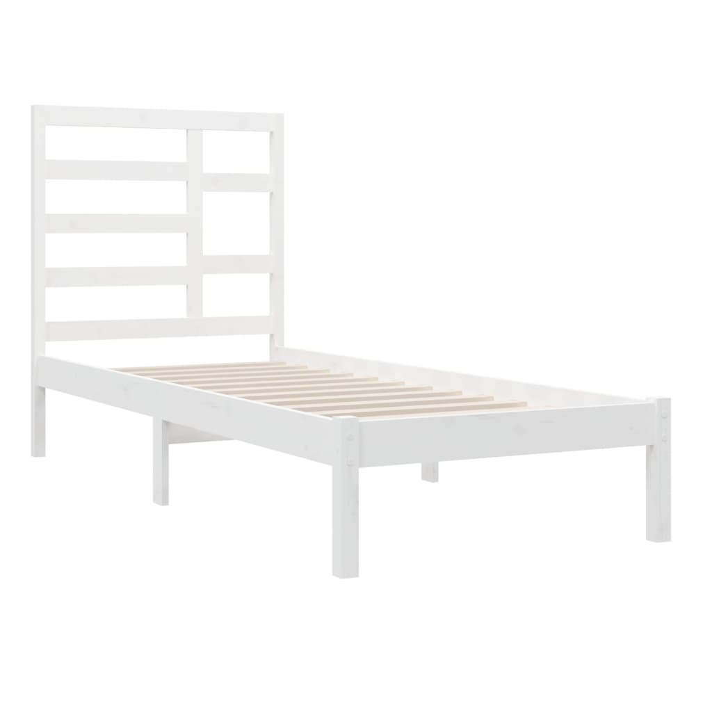 Estrutura de cama solteiro 90x190 cm madeira maciça branco