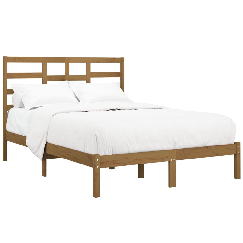 Estrutura de cama dupla pequena 120x190 cm madeira castanho mel