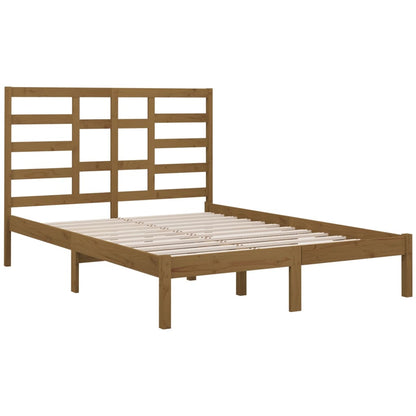 Estrutura de cama dupla pequena 120x190 cm madeira castanho mel