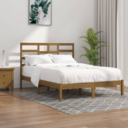 Estrutura de cama dupla pequena 120x190 cm madeira castanho mel