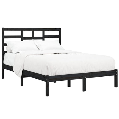 Estrutura cama dupla pequena 120x190 cm madeira maciça preto