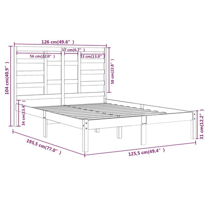 Estrutura cama dupla pequena 120x190 cm madeira maciça preto