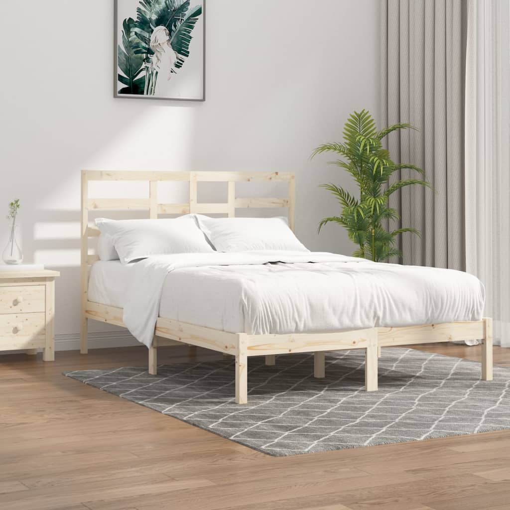 Estrutura de cama dupla 135x190 cm madeira maciça