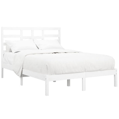 Estrutura de cama dupla 135x190 cm madeira maciça branco