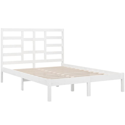 Estrutura de cama dupla 135x190 cm madeira maciça branco