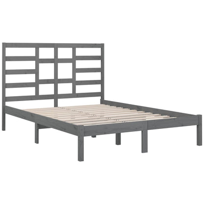 Estrutura de cama dupla 135x190 cm madeira maciça cinzento