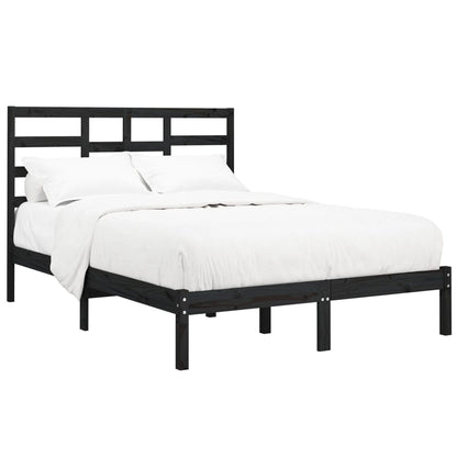 Estrutura de cama 140x190 cm madeira maciça preto