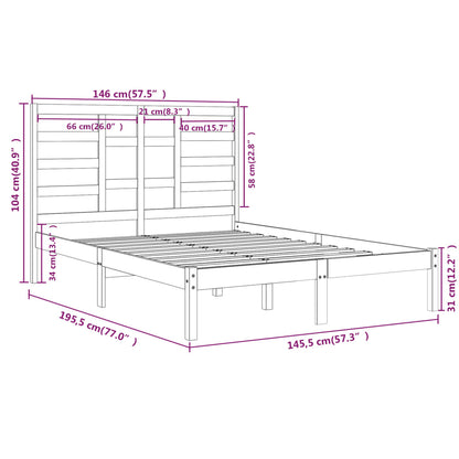 Estrutura de cama 140x190 cm madeira maciça preto