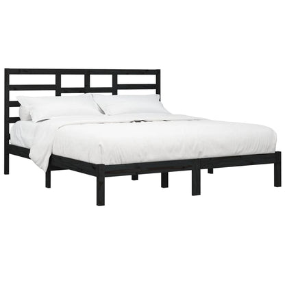 Estrutura de cama super king 180x200 cm madeira maciça preto