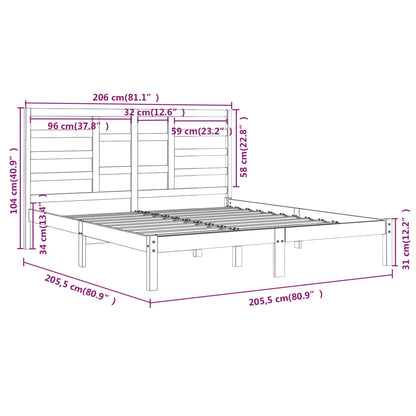 Estrutura de cama 200x200 cm madeira maciça cinzento