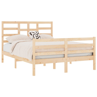 Estrutura de cama dupla 4FT6 135x190 cm madeira maciça