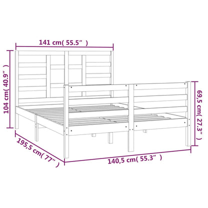 Estrutura de cama dupla 4FT6 135x190 cm madeira maciça