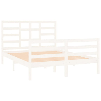 Estrutura de cama 140x190 cm madeira maciça branco